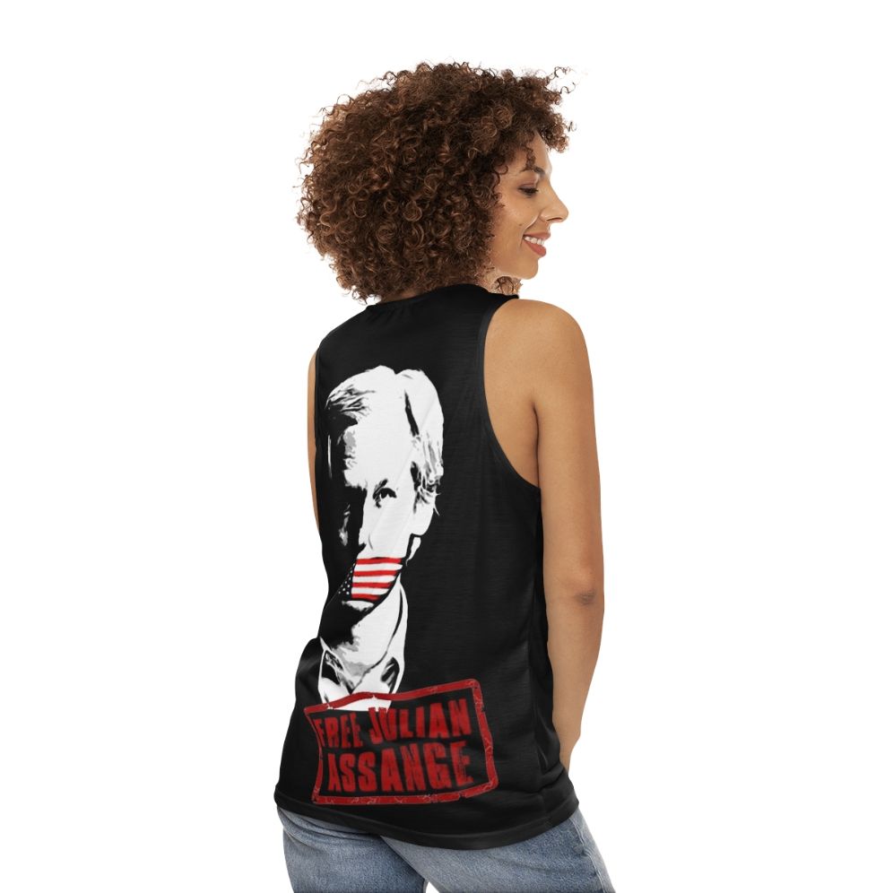 Free Julian Assange Unisex Tank Top - women back