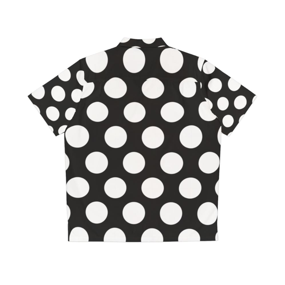 Large white polka dots on black Hawaiian shirt - Back