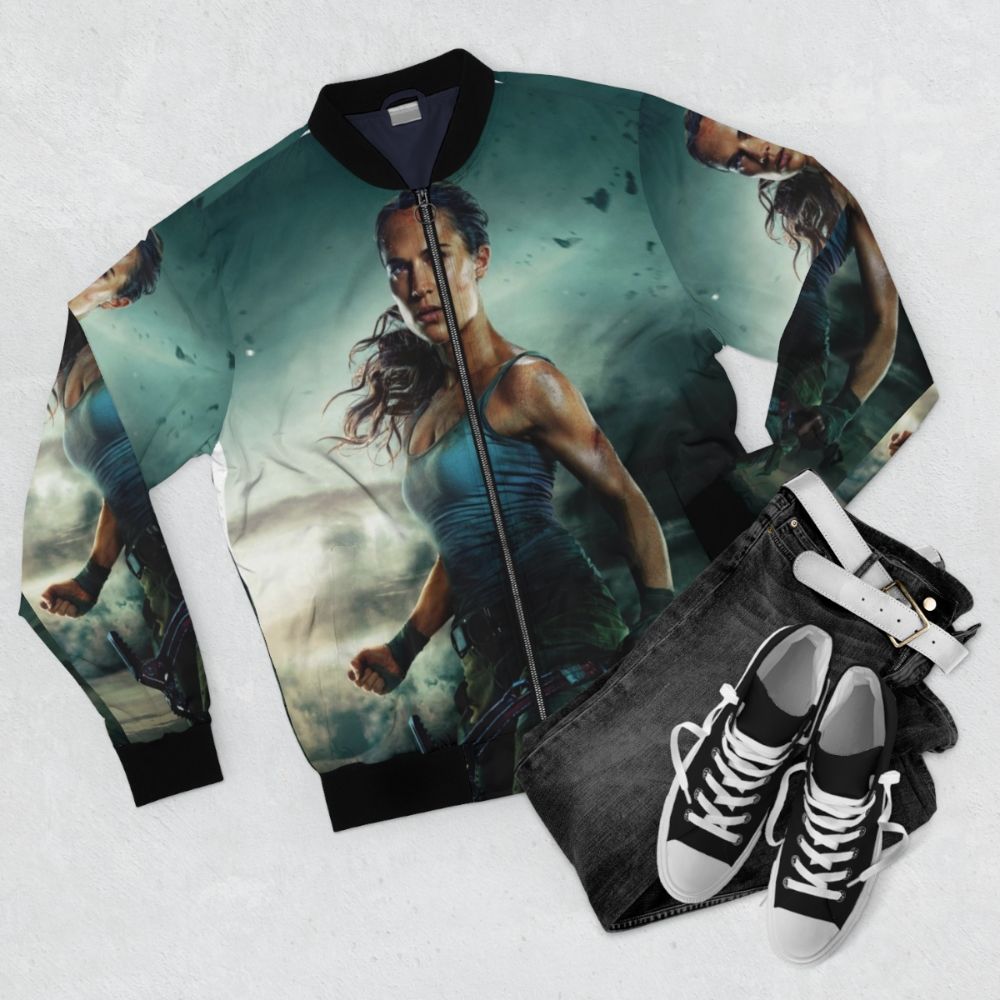 Lara Croft Tomb Raider Movie Bomber Jacket - Flat lay