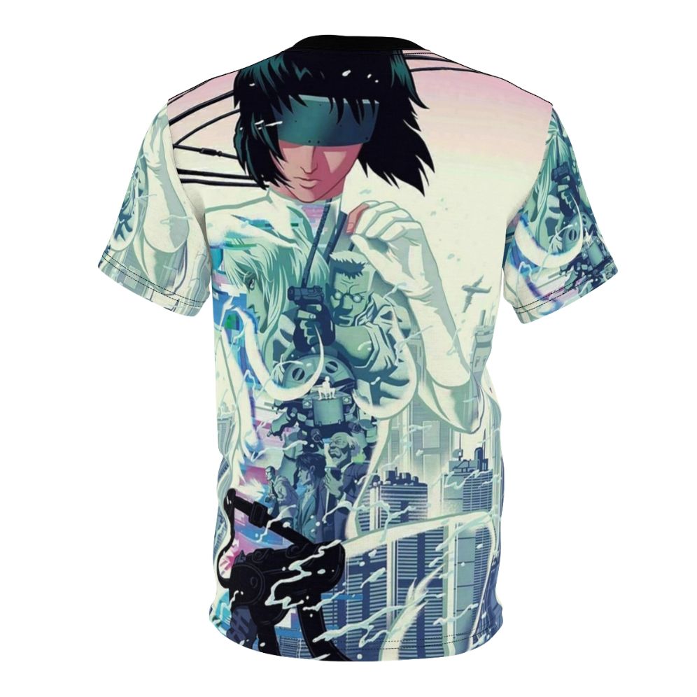 Anime-inspired t-shirt featuring cyberpunk-style manga art design - Back