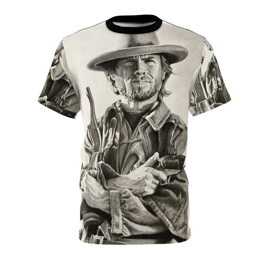 Clint Eastwood inspired sketch design printed on a high-quality t-shirt