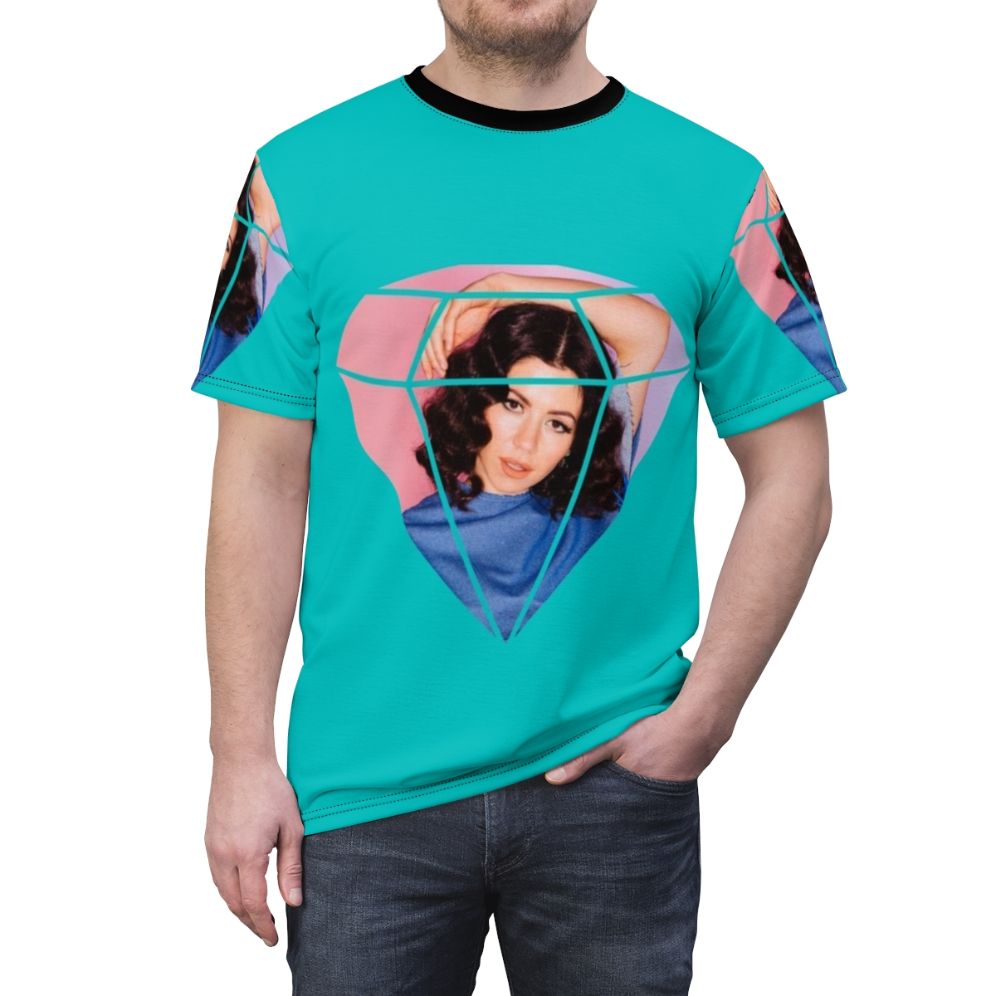 A high-quality t-shirt featuring the iconic Marina and the Diamonds design for music fans. - men front