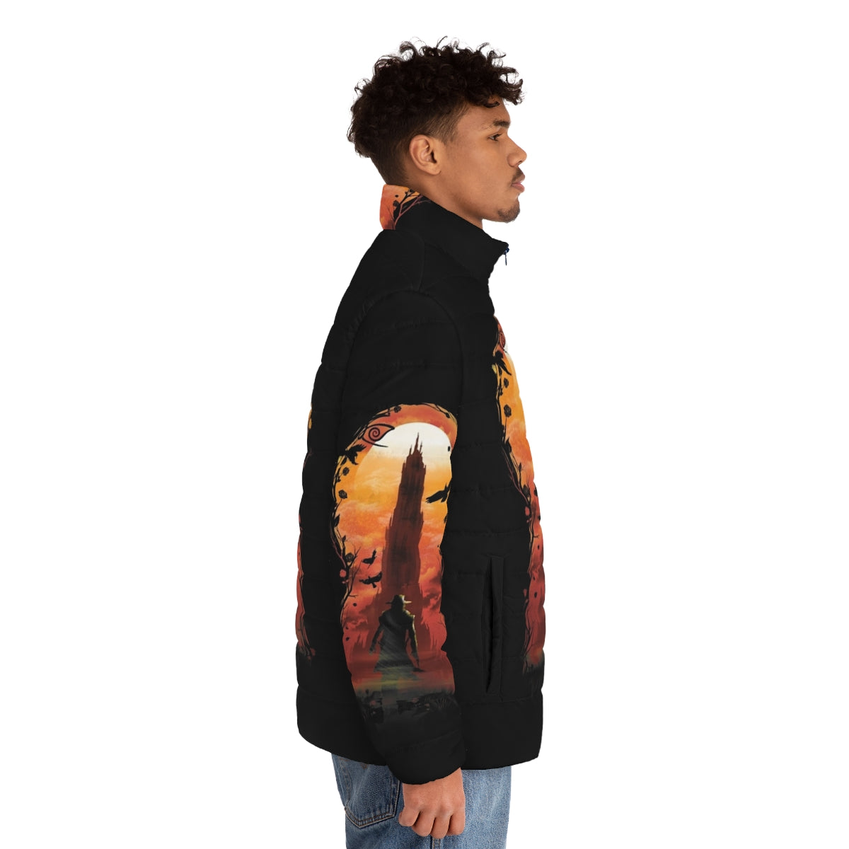 The Dark Tower inspired puffer jacket with focus on 'kyehole' - men side right