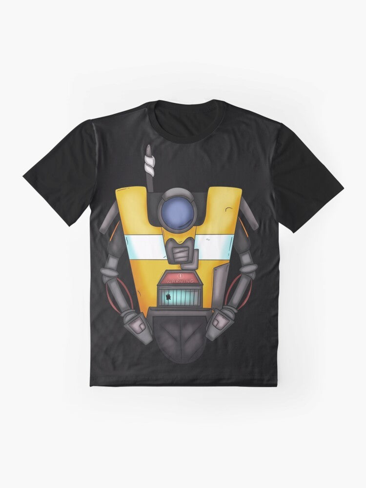 Borderlands Claptrap Graphic T-Shirt featuring the iconic robot character from the Borderlands video game series - Flat lay