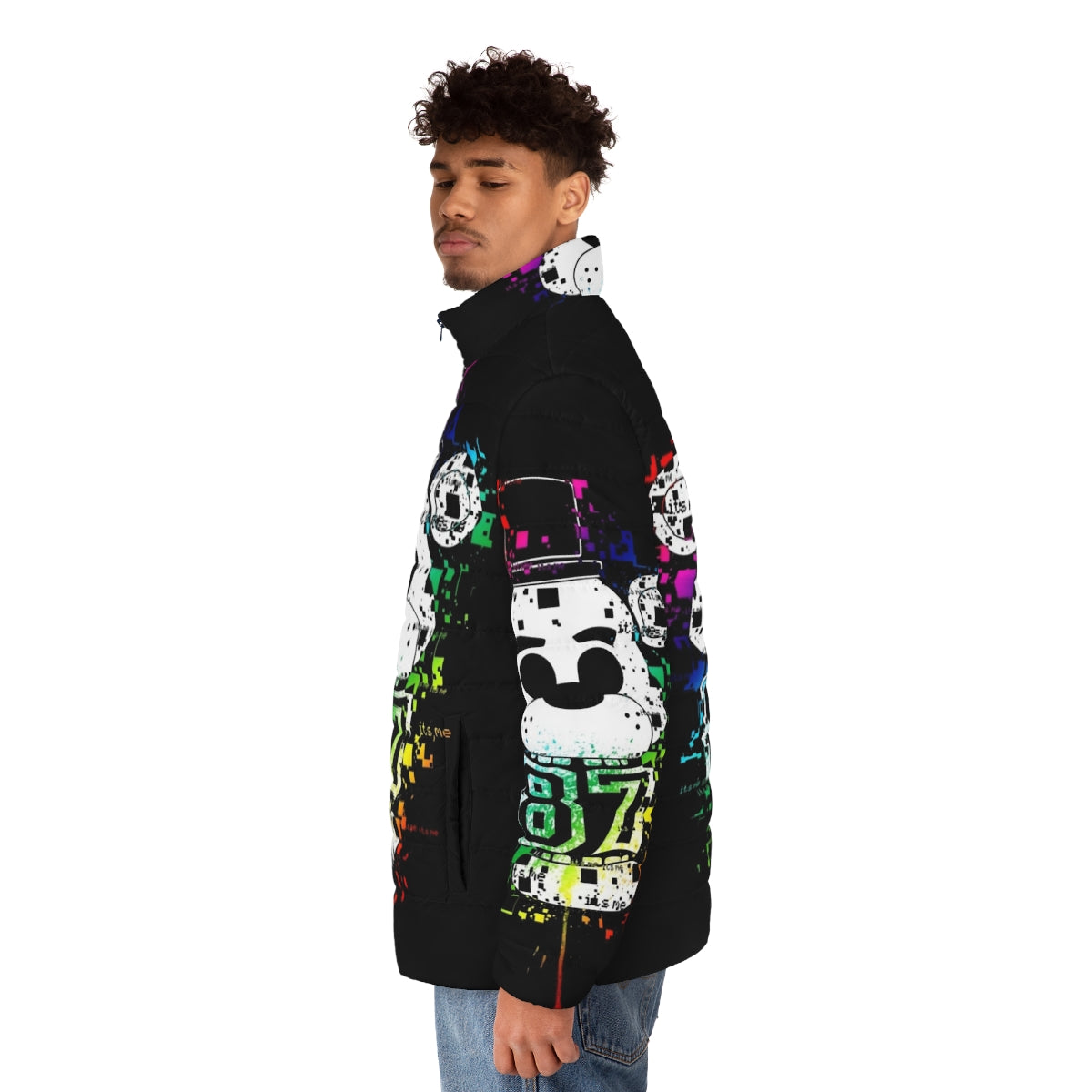 Five Nights at Freddy's Freddy Fazbear Puffer Jacket with iconic characters - men side left