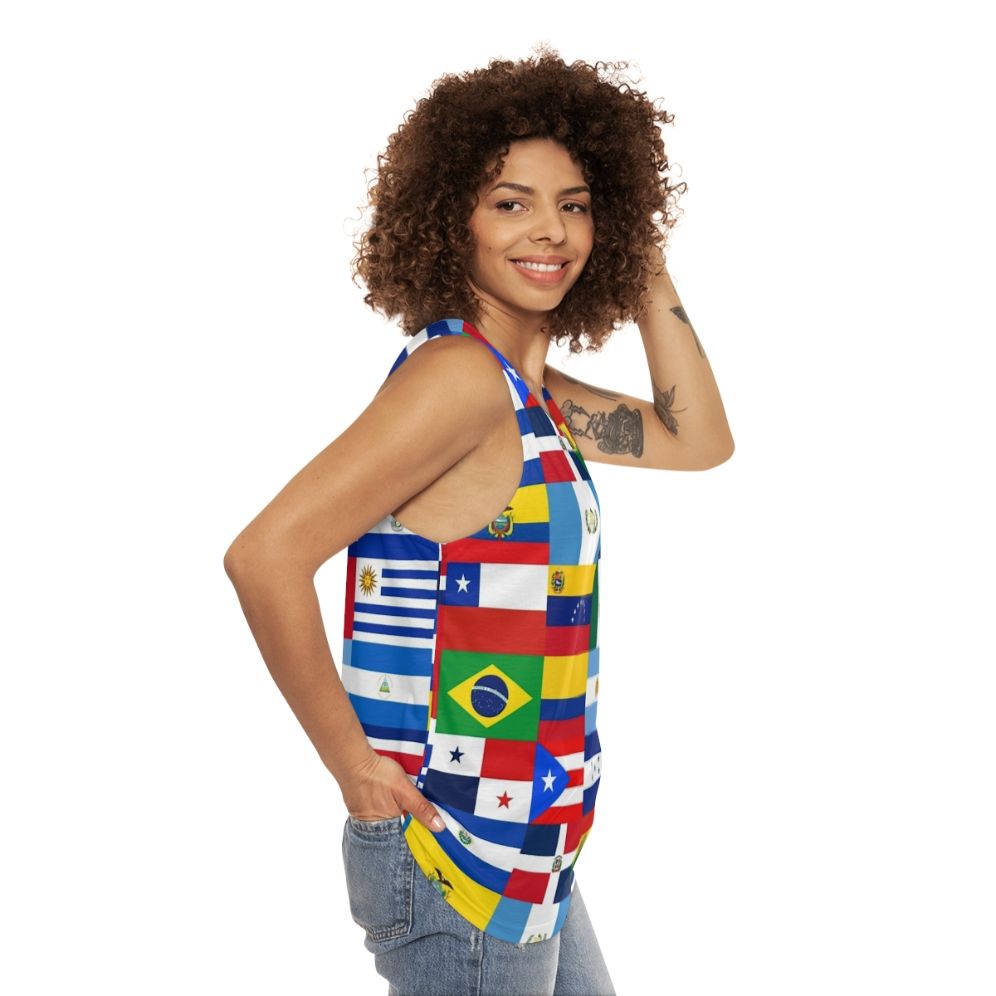 Latin American Flags Unisex Tank Top - women side