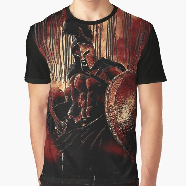 Spartan King graphic t-shirt featuring the legendary warrior Leonidas from the film 300