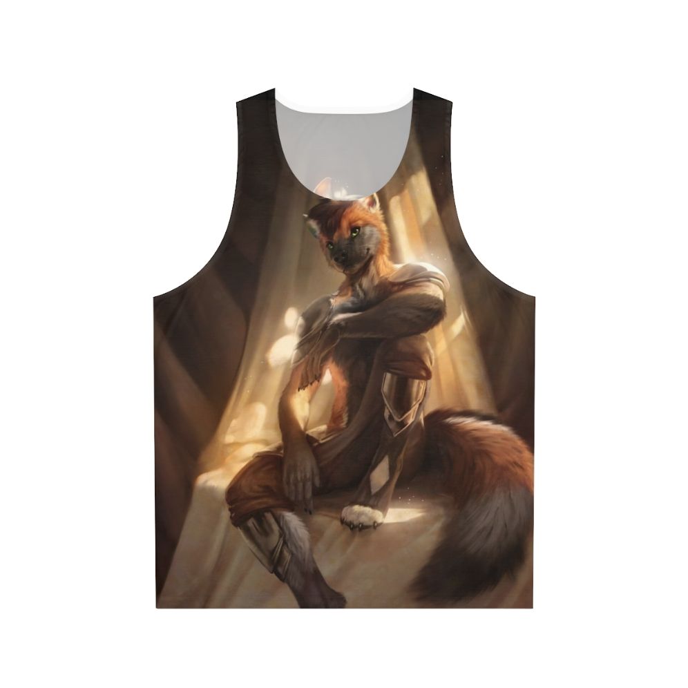 Unisex anthro wolf tank top with digital art design