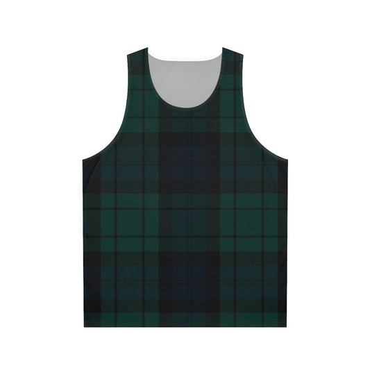 Unisex black watch tartan pattern tank top