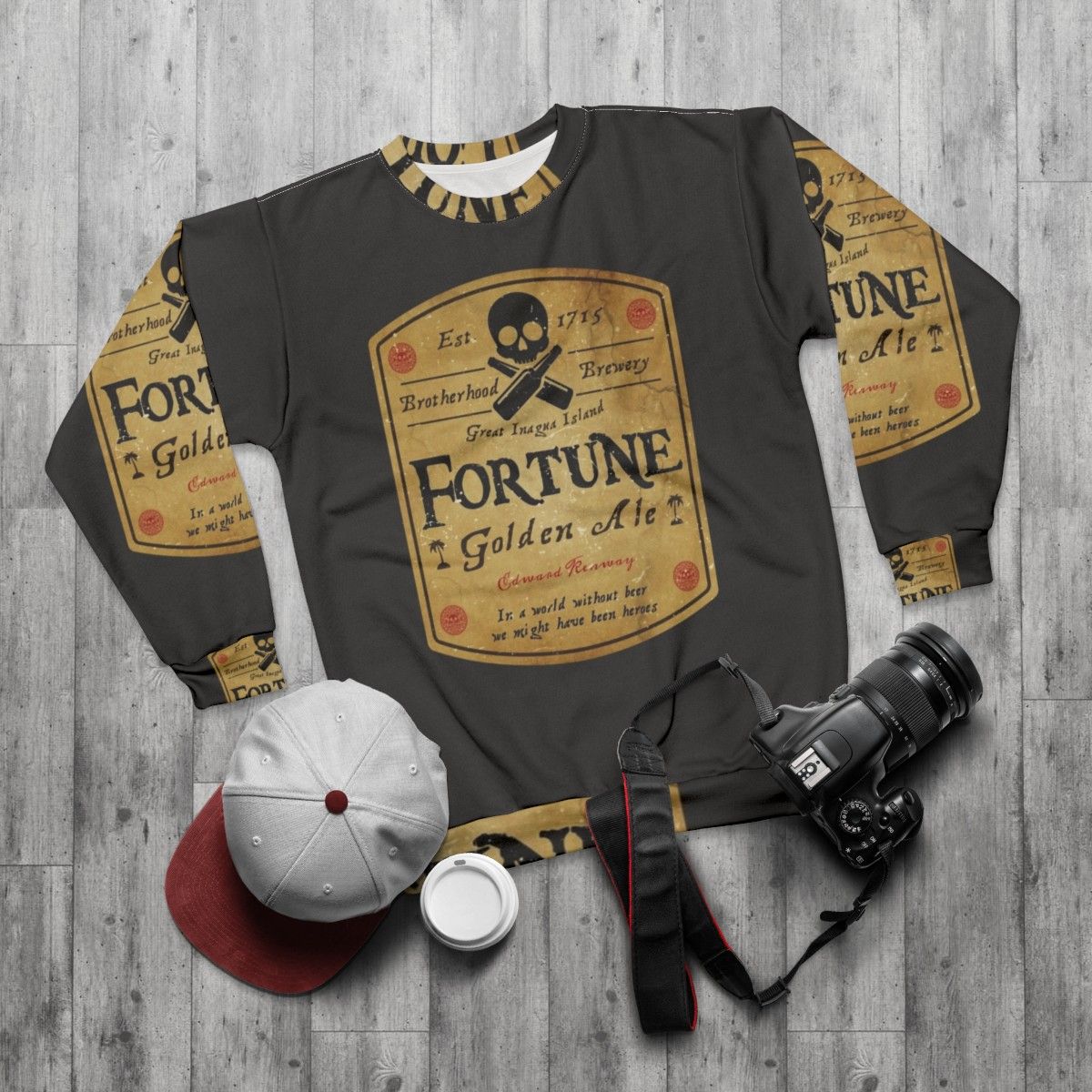 Assassin's Creed inspired beer label sweatshirt - flat lay