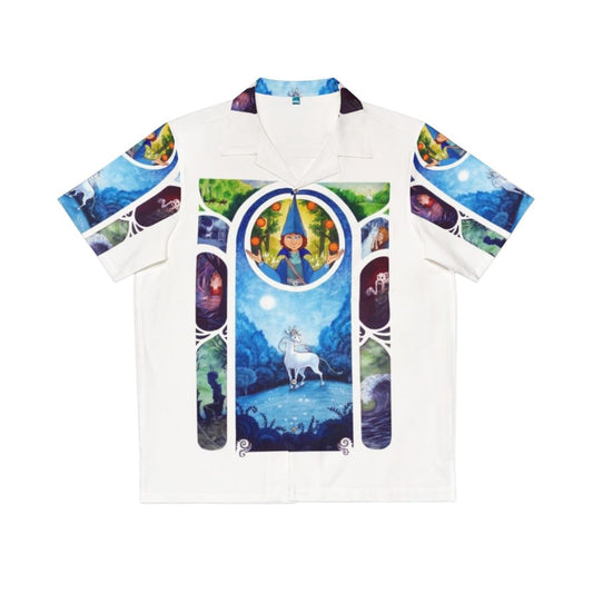 Colorful Hawaiian shirt with fantasy art and magical designs