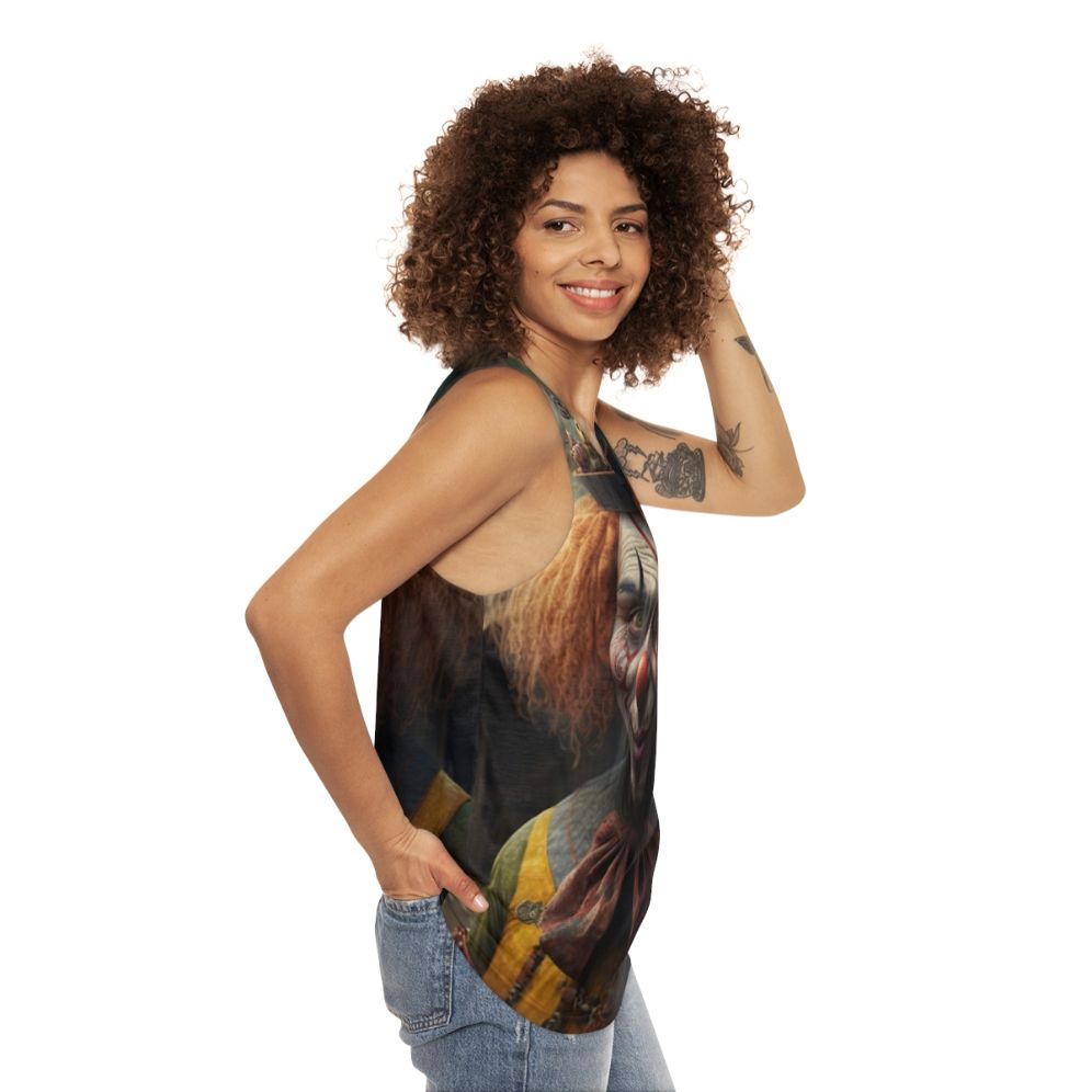 Unisex clown tank top with clown characters - women side