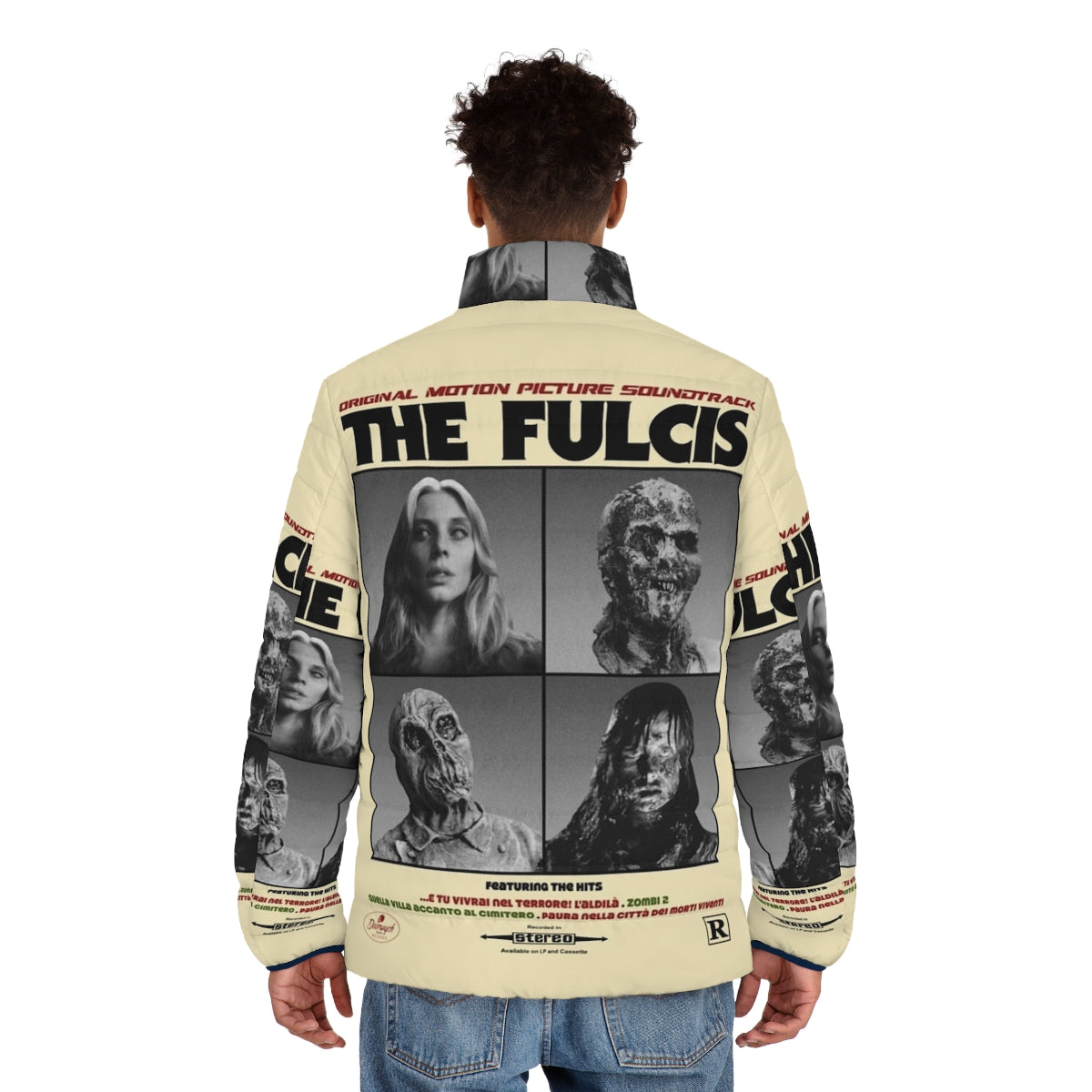 Goatess Doomwych The Fulcis Puffer Jacket, featuring horror movie inspired design - men back