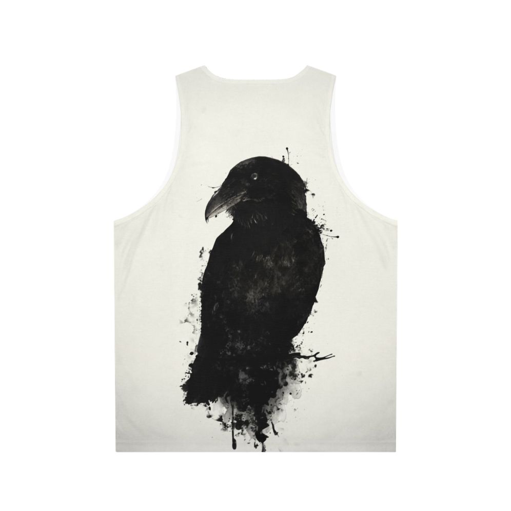 Raven unisex tank top with nature and mythology inspired design - Back