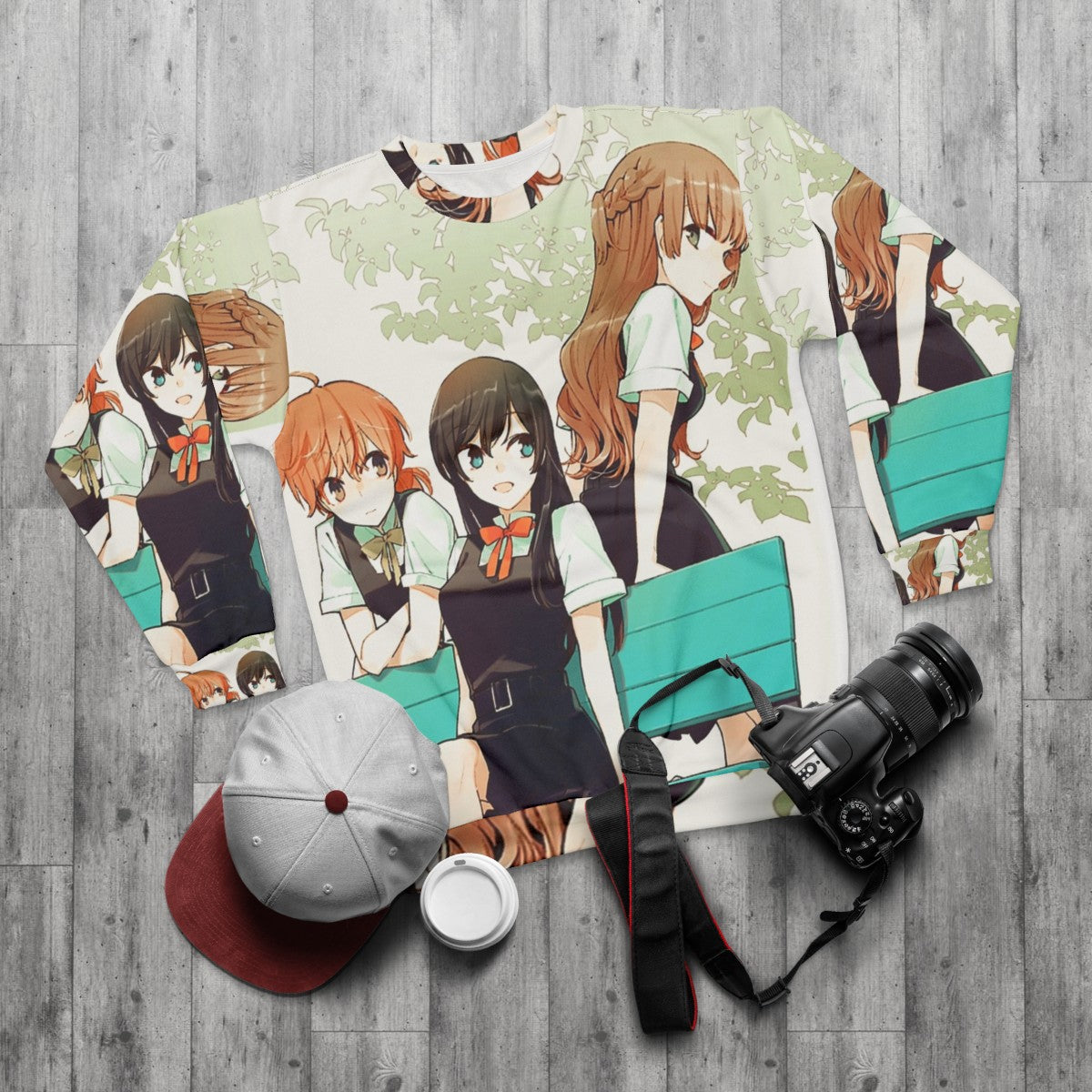 Bloom Into You Yuri Sweatshirt featuring Yuu Nanami Saeki - flat lay