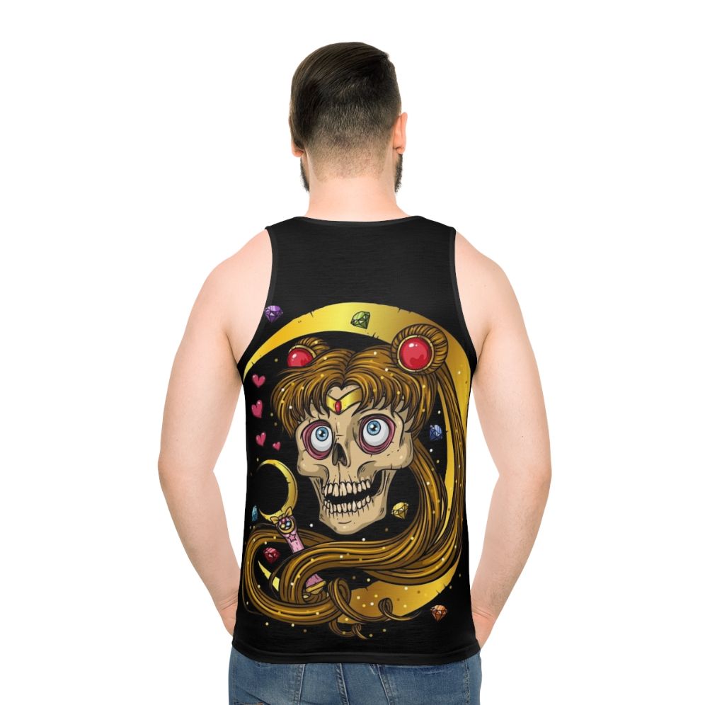 Unisex moon skull tank top - men back