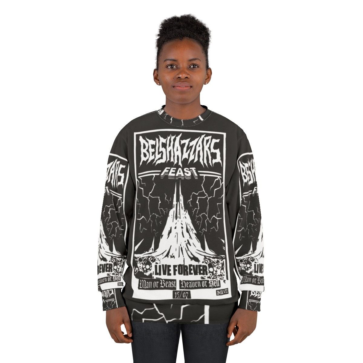 Belshazzar's Feast biblical art heavy metal sweatshirt - women