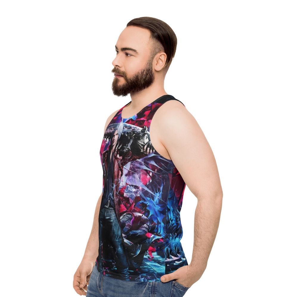 Devil May Cry V Dante Ultimate Unisex Tank Top with Vibrant Abstract Design - men side