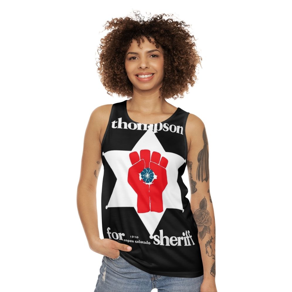 Hunter S. Thompson unisex tank top with psychedelic design - women