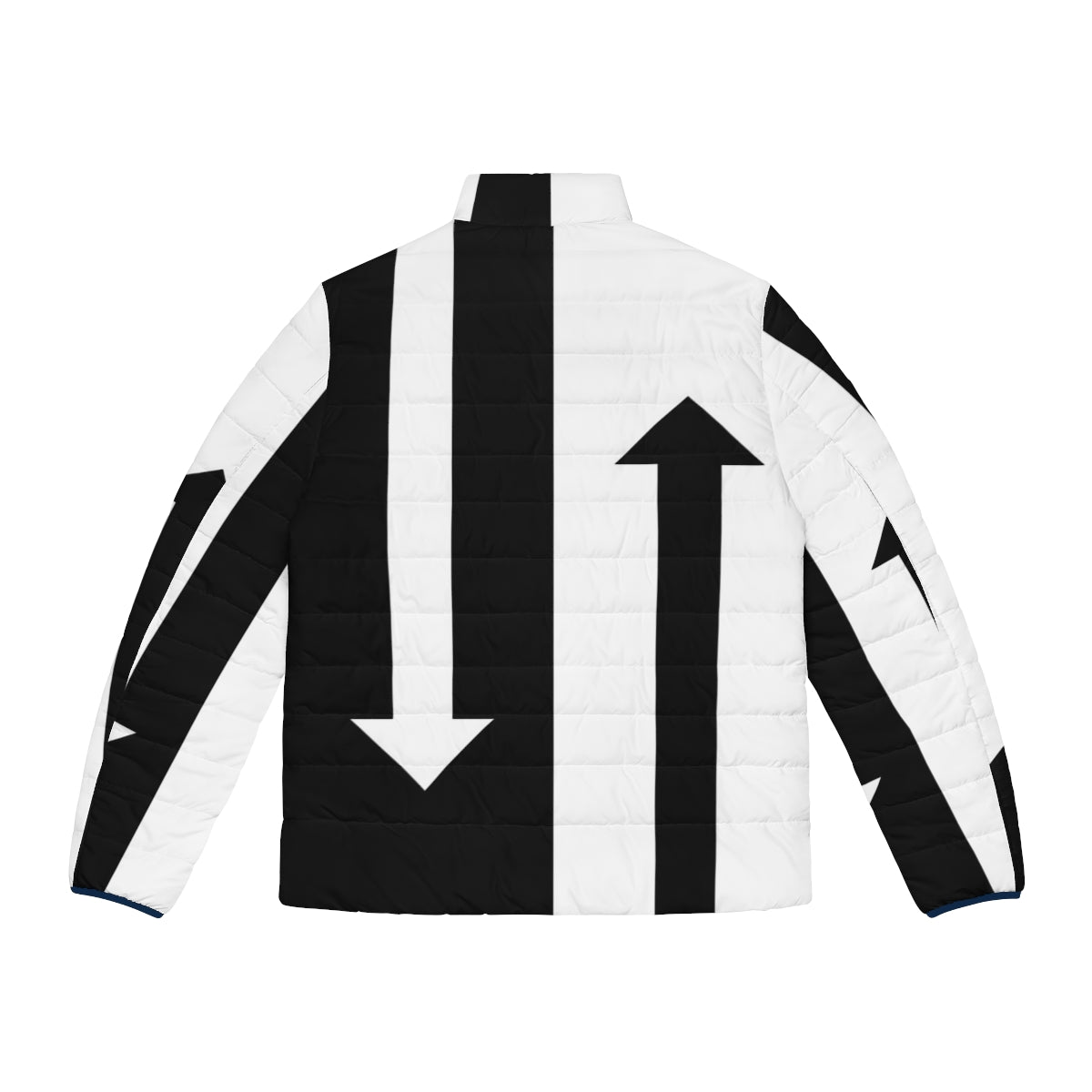 Mod Arrows Puffer Jacket - Stylish Black and White Puffer Jacket for Retro-Inspired Streetwear - Back