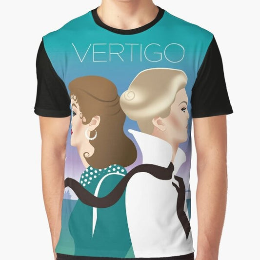 Vertigo graphic t-shirt featuring the iconic design inspired by the classic Hitchcock film