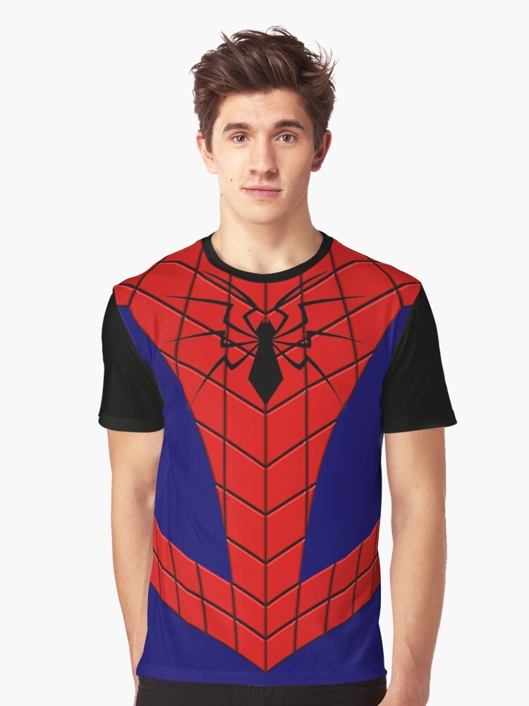 Spider-Man graphic t-shirt in blue and red colors with glowing symbol - Men