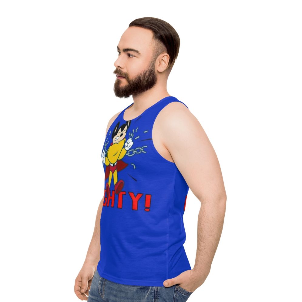 Mighty Unisex Retro Superhero Sci-Fi Cartoon Tank Top - men side