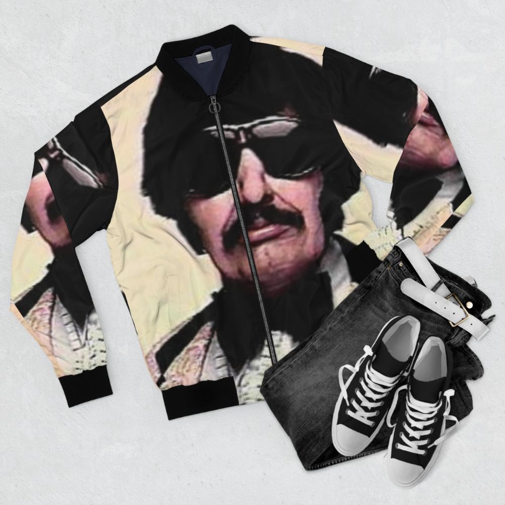 Vintage Tony Clifton bomber jacket, inspired by Andy Kaufman's iconic character - Flat lay