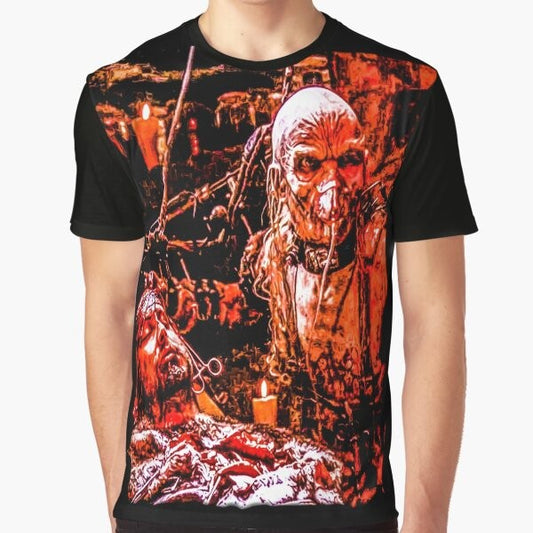 DR SATAN Horror Graphic T-Shirt, featuring a classic horror movie design