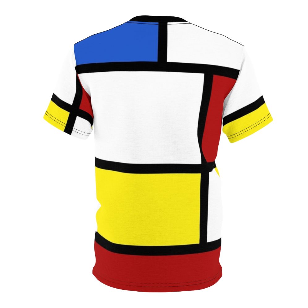 A white t-shirt with a bold box pattern in red and yellow, inspired by 1960s mod fashion. - Back