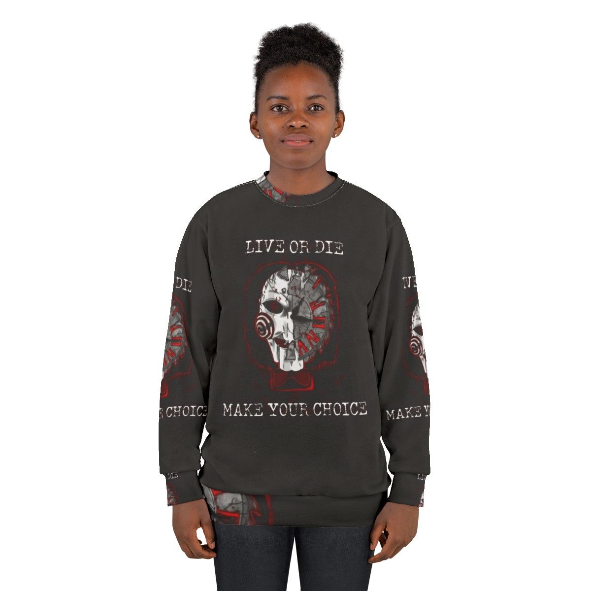 Jigsaw Saw Horror Fan Art Sweatshirt - women