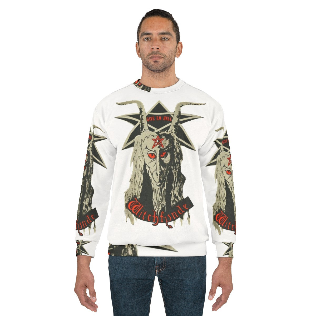 Witchfynde Give Em Hell Satanic Heavy Metal Sweatshirt - men