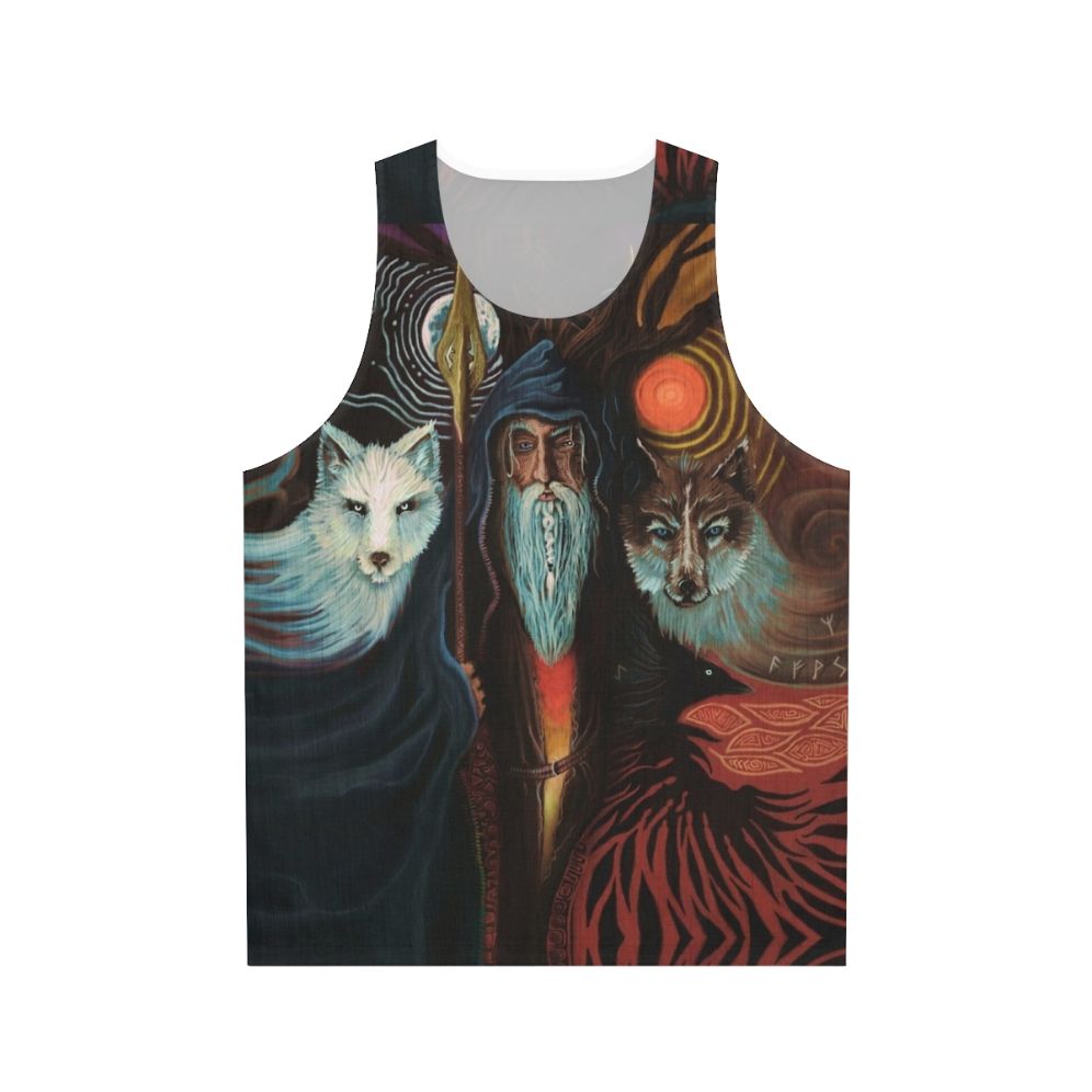 Unisex tank top with Norse mythology design featuring Odin and Wotan