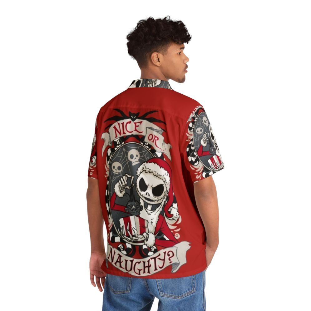 Scary Santa Hawaiian Shirt with Jack Skellington and Horror Movie Themes - People Back