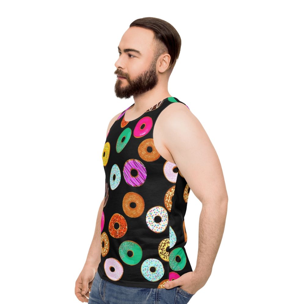 Colorful donut pattern unisex tank top - men side