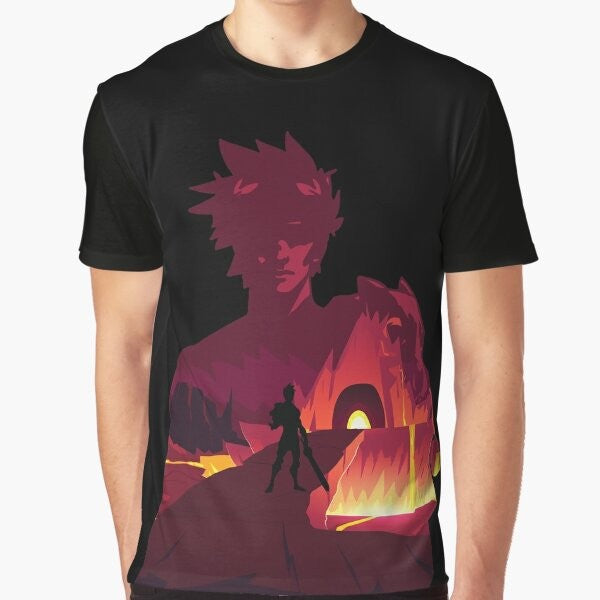 Zagreus - Hades "Negative Illusion" Graphic T-Shirt featuring a double exposure, vector art design of the character Zagreus from the Hades video game.