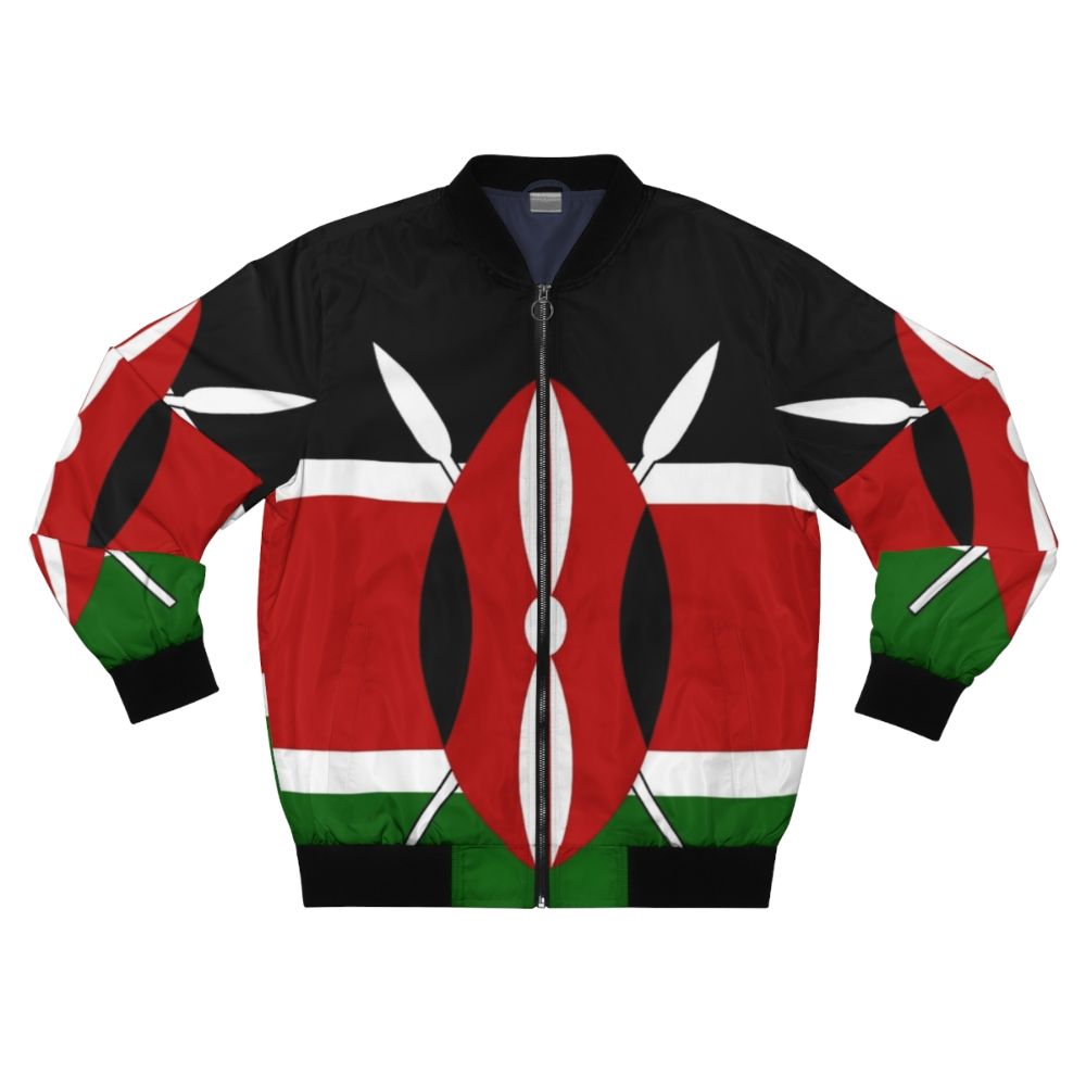 Kenyan flag bomber jacket featuring a bold and vibrant national flag design