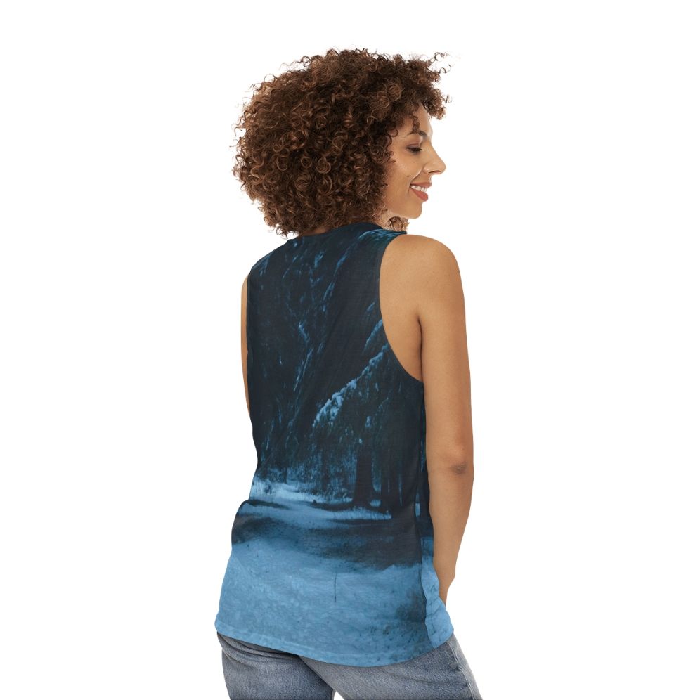 Snowy woods unisex tank top - women back