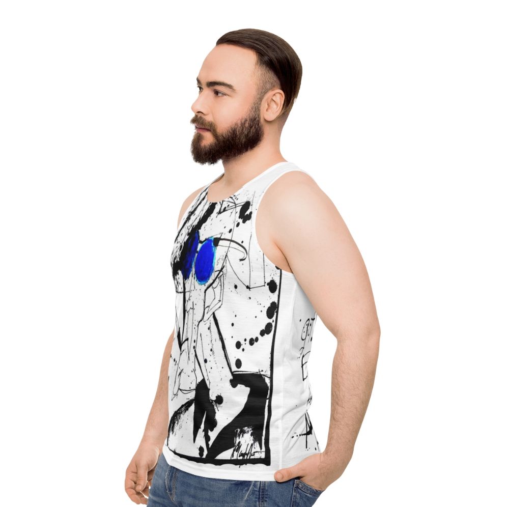 Hunter S. Thompson Gonzo Unisex Tank Top with Ink Splatter Design - men side