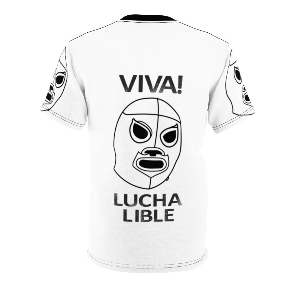 Nmh1 010 Viva Lucha Libre graphic t-shirt featuring Mexican pro wrestling and wrestling fan imagery - Back