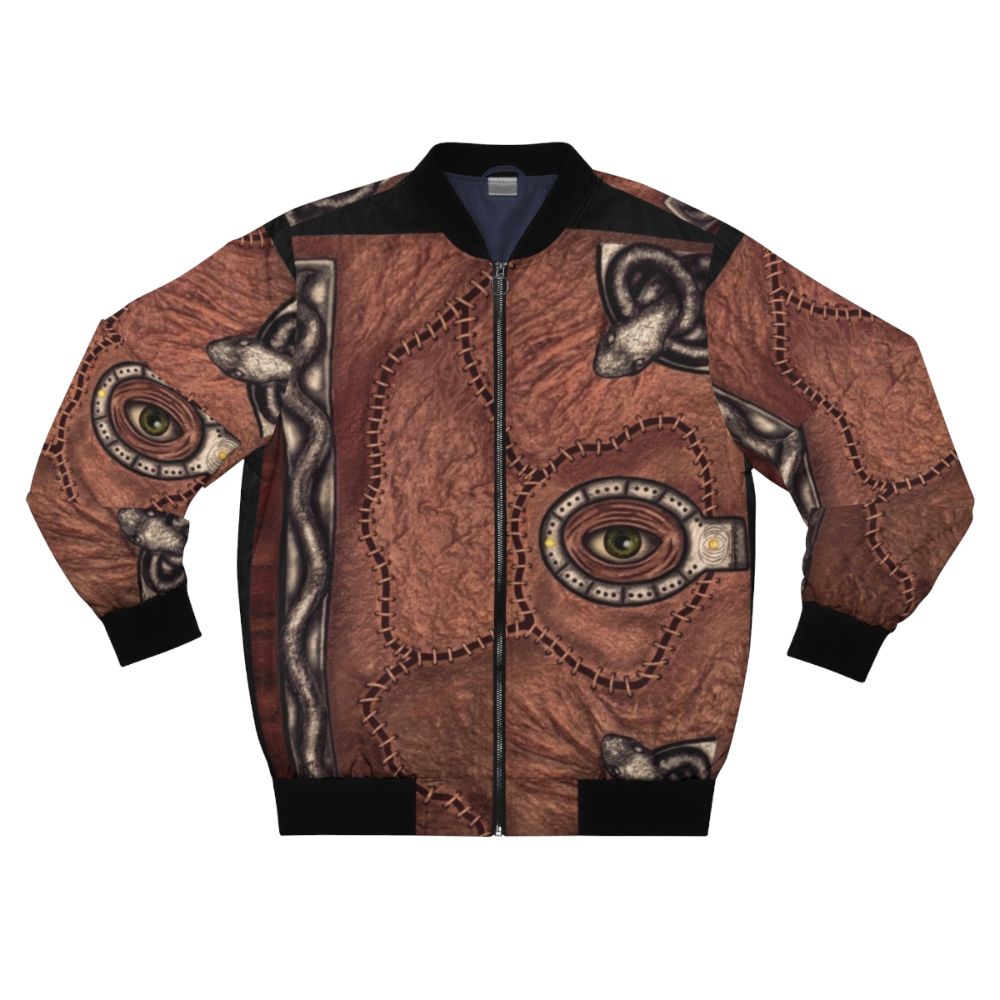 Hocus Pocus inspired bomber jacket featuring witches, spooky elements, and 90s nostalgia