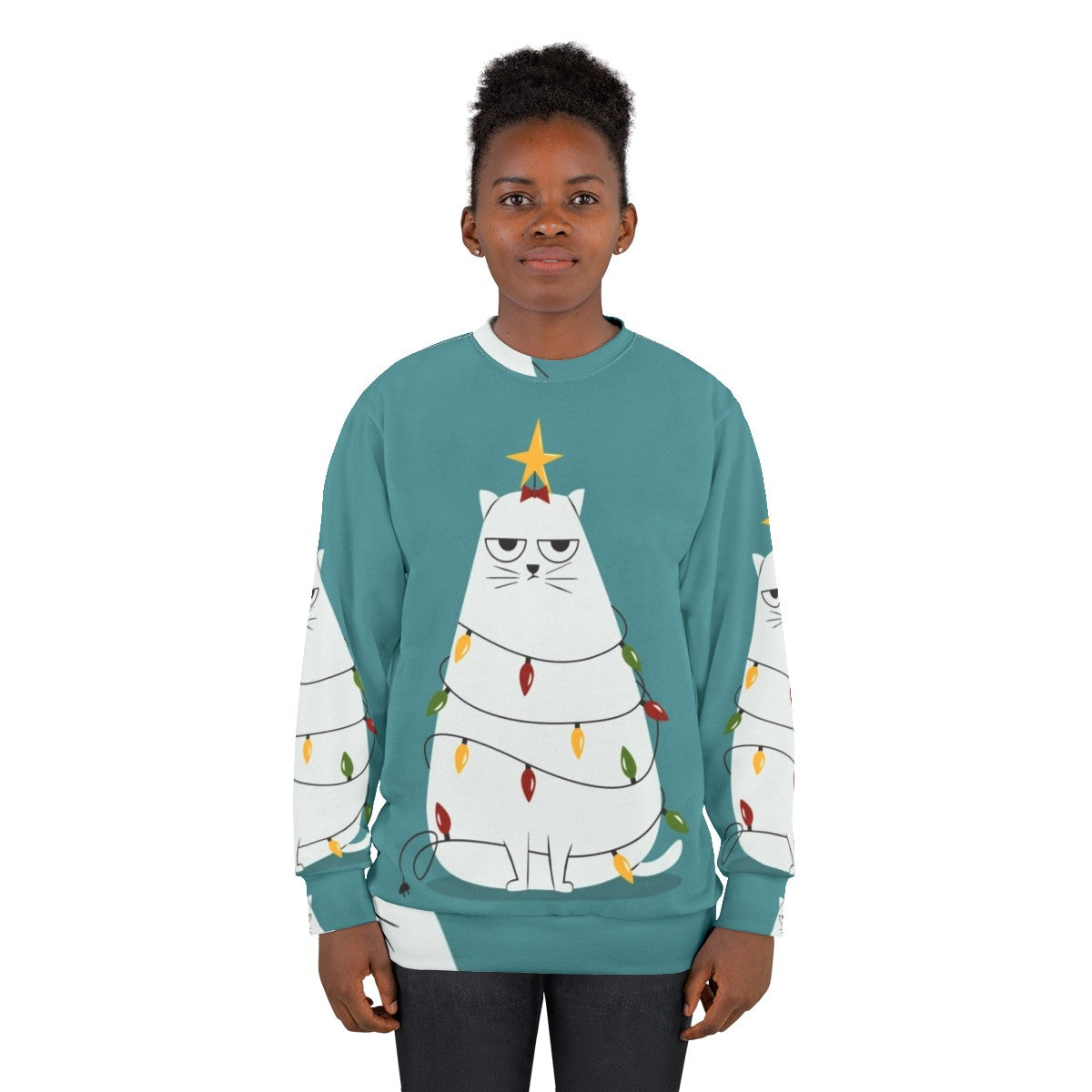 Grumpy Christmas Cat Sweatshirt - women