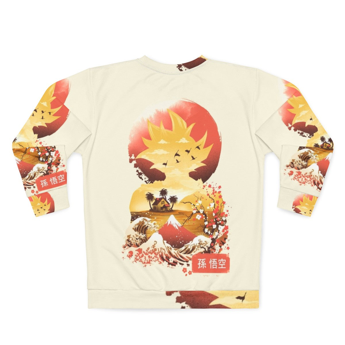 Ukiyo-E inspired Super Saiyan sweatshirt featuring anime and Japanese art - Back