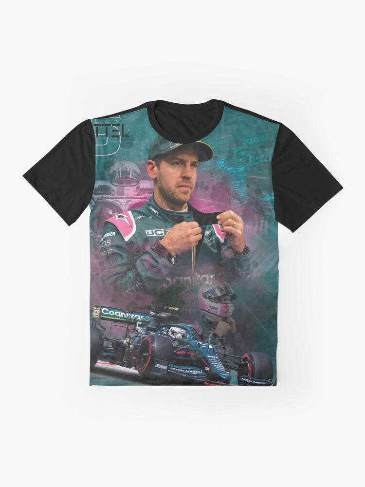 Sebastian Vettel Formula 1 Racing Graphic T-Shirt - Flat lay