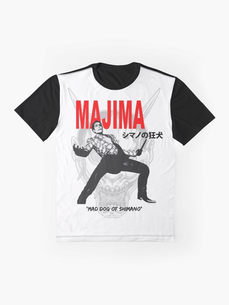 Majima "Mad Dog of Shimano" Yakuza-themed graphic t-shirt - Flat lay