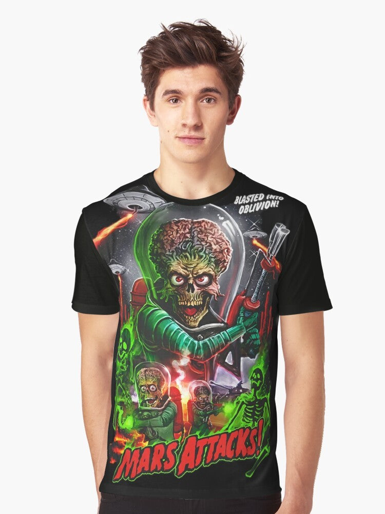 Mars Attacks graphic t-shirt featuring retro alien martians - Men