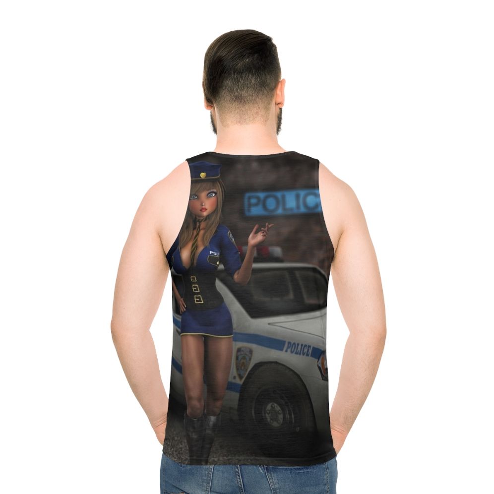 Unisex superhero costume police uniform anime-style tank top - men back