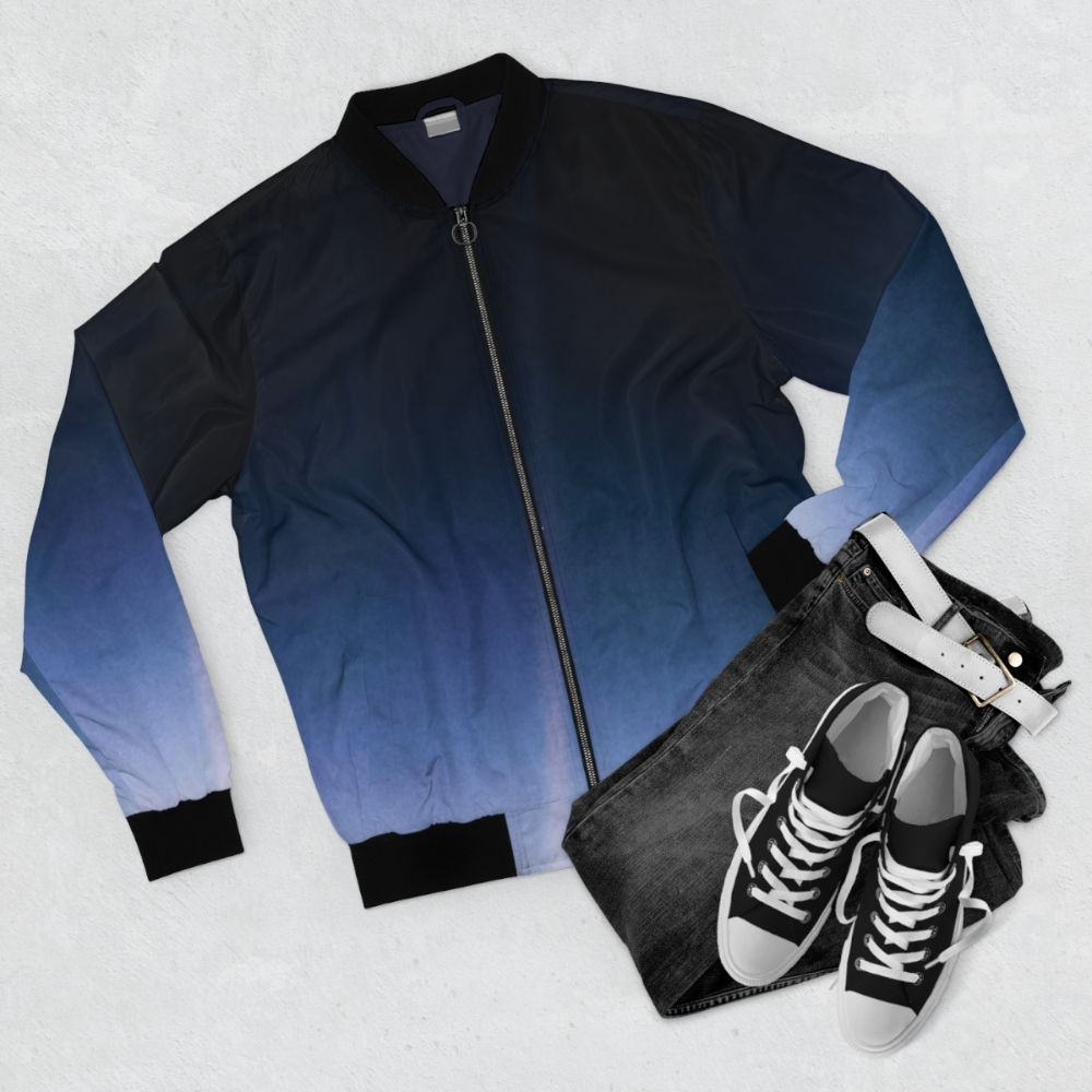 Pale Blue Dot — NASA Voyager 1 Space Exploration Bomber Jacket featuring a high-quality infographic design - Flat lay