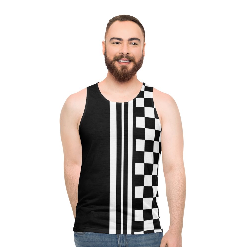 Unisex black and white ska inspired tank top - men