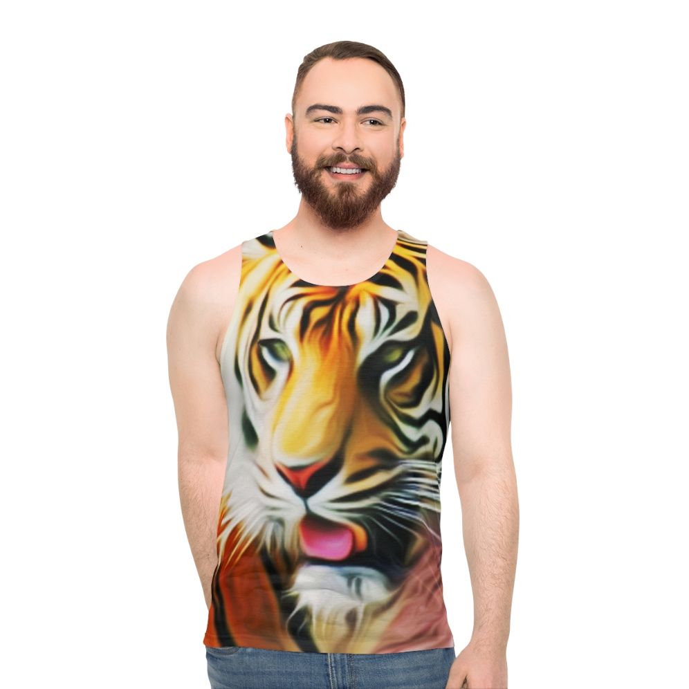 Unisex tank top with a graphic tiger design - men